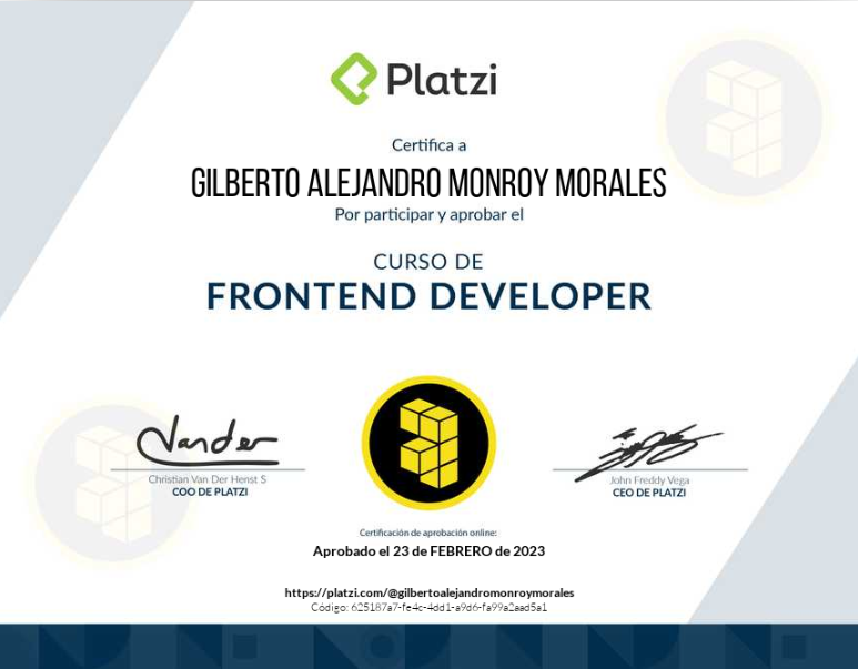 Imagen del certificado Curso práctico de Frontend Developer