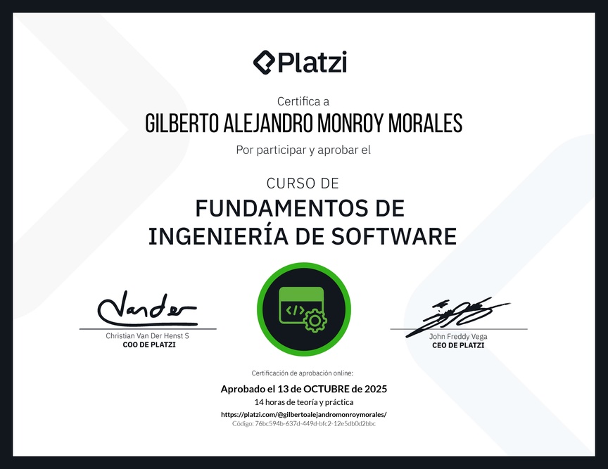 Imagen del certificado Fundamentos de Ingeniería de Software