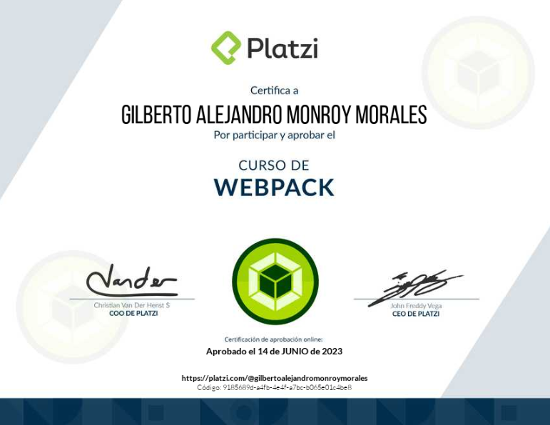 Imagen del certificado Curso de Webpack