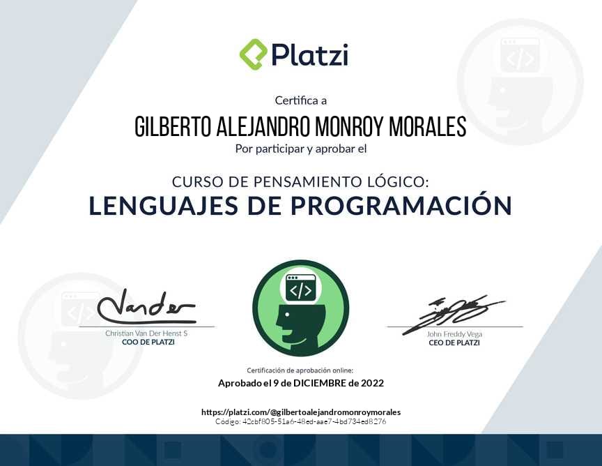 Imagen del certificado Lenguajes de programación